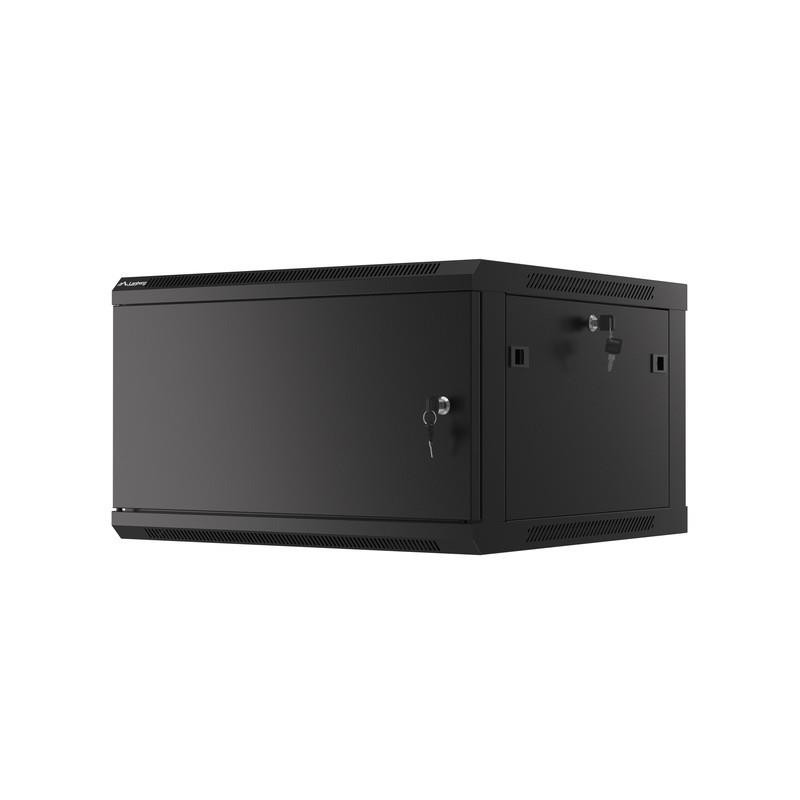 Szafa instalacyjna Rack wisząca 19" 6U 600x600 czarna drzwi metalowe