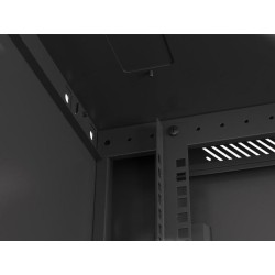 Szafa instalacyjna Rack wisząca 19" 6U 600x600 czarna drzwi metalowe