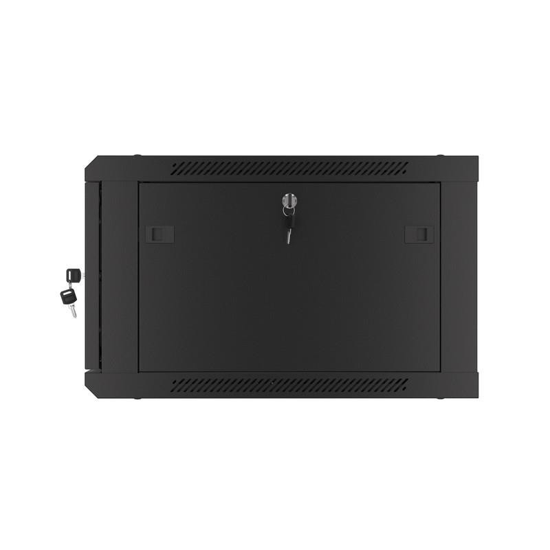 Szafa instalacyjna Rack wisząca 19" 6U 600x600 czarna drzwi metalowe