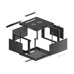 Szafa instalacyjna Rack wisząca 19" 6U 600x600 czarna drzwi metalowe
