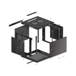Szafa instalacyjna Rack wisząca 19" 9U 600x600 czarna drzwi … | PartsPC.pl