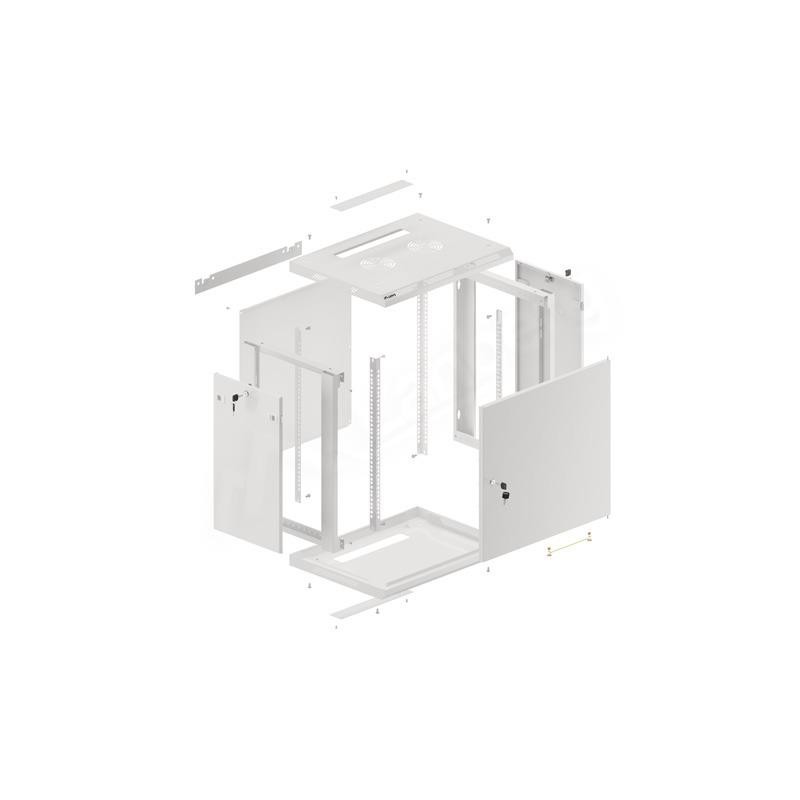 Szafa instalacyjna Rack wisząca 19" 12U 600x450 szara drzwi metalowe