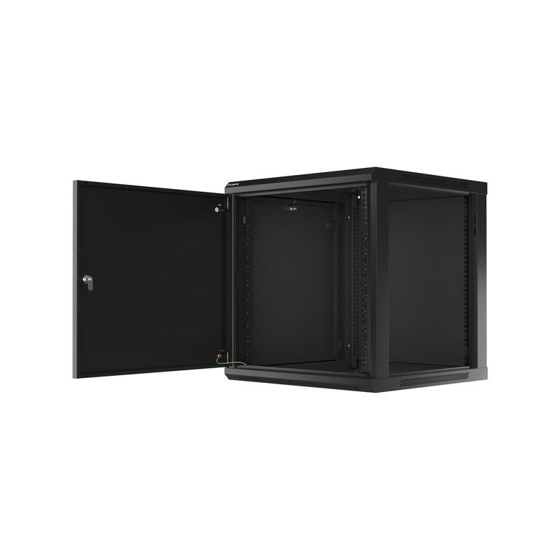 Szafa instalacyjna Rack wisząca 19" 12U 600x600 czarna drzwi metalowe