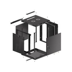 Szafa instalacyjna Rack wisząca 19" 12U 600x600 czarna drzwi metalowe