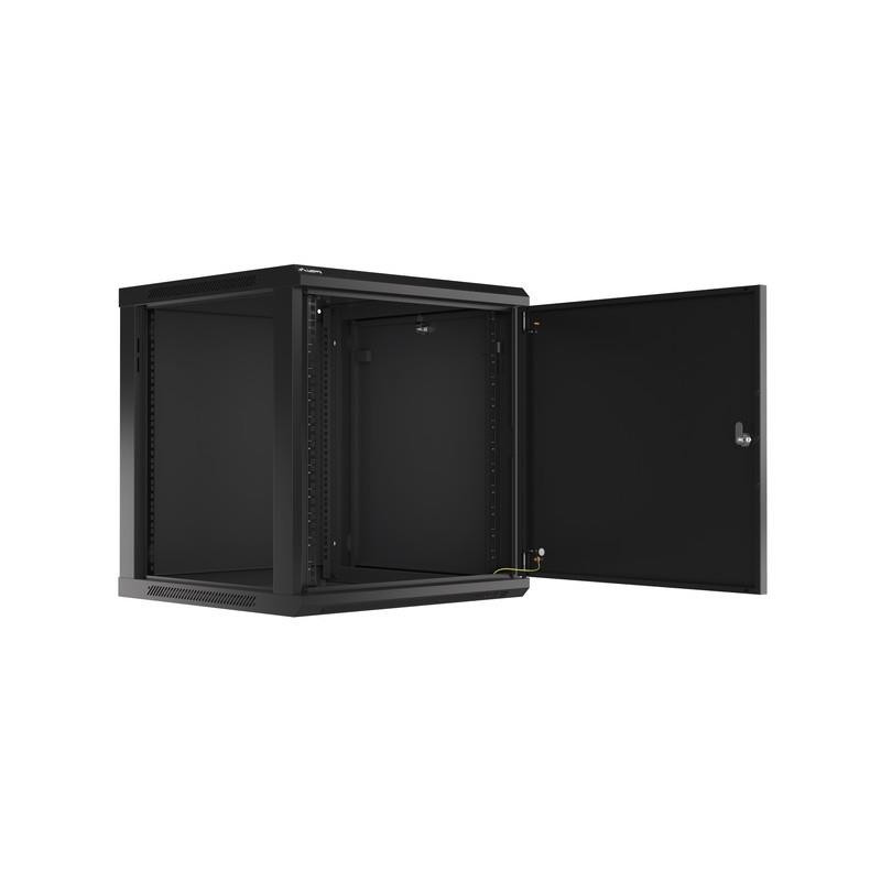 Szafa instalacyjna Rack wisząca 19" 12U 600x600 czarna drzwi metalowe