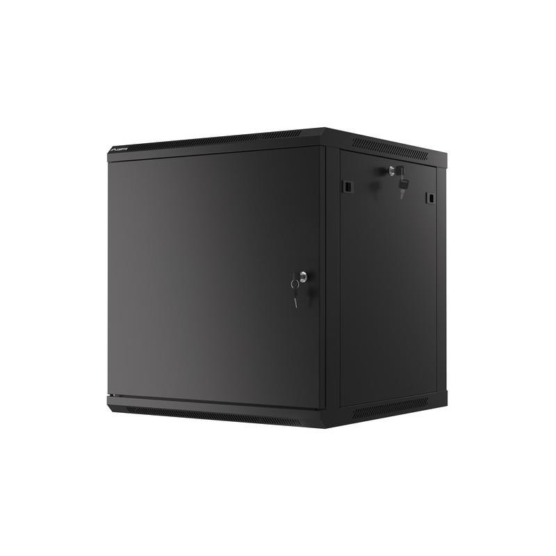 Szafa instalacyjna Rack wisząca 19" 12U 600x600 czarna drzwi metalowe