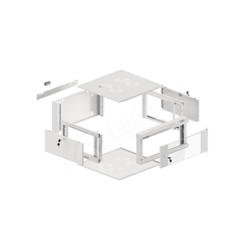 Szafa instalacyjna Lanberg rack wisząca 19" 4U 600 drzwi szklane szara