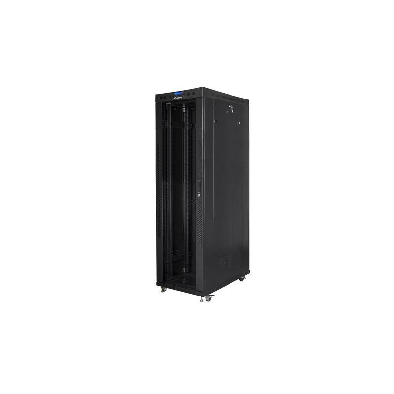 Szafa instalacyjna Rack stojąca 19" 42U 600x1200 czarna drzwi szklane LCD