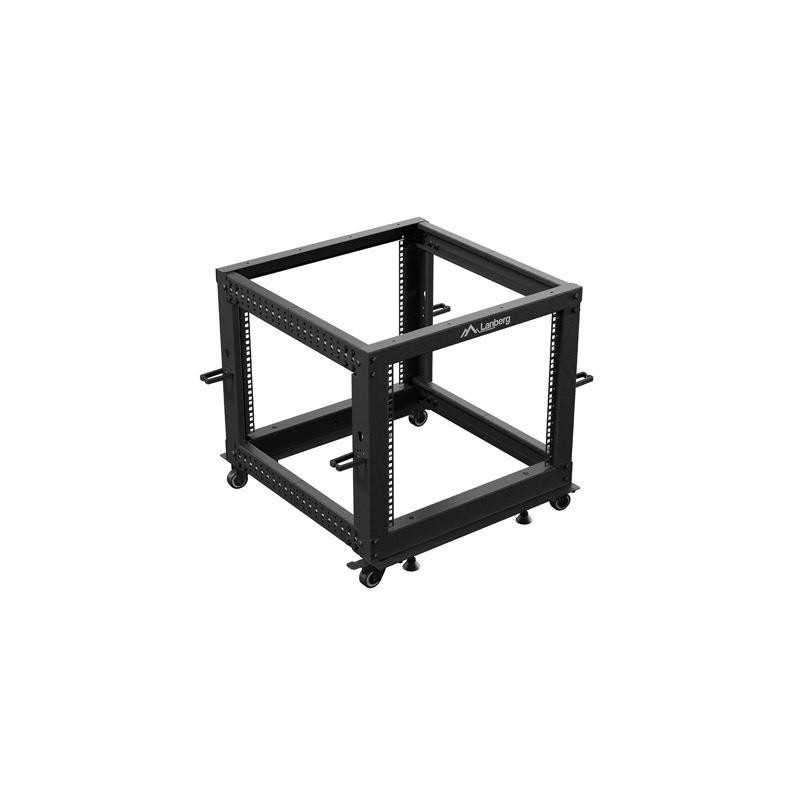 Stojak open rack Lanberg 19" 9U 600x600-1100 regulowany czarny