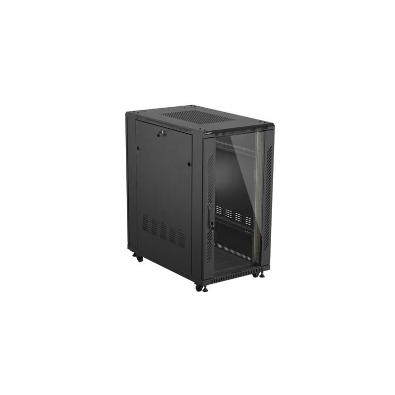 Szafa instalacyjna Rack stojąca 19" 22U 600x1000 Czarna drzw… | PartsPC.pl