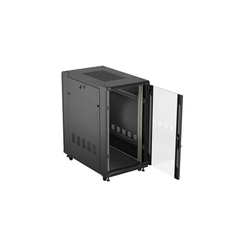 Szafa instalacyjna Rack stojąca 19" 22U 600x1000 Czarna drzw… | PartsPC.pl
