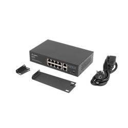 Switch niezarządzalny Lanberg 8x 100Mb PoE+/2x 1Gb Rack 10"/19" Gigabit