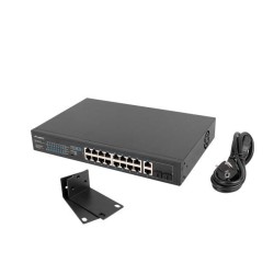 Switch niezarządzalny Lanberg 16x 100Mb PoE+/2x Combo Rack 1… | PartsPC.pl