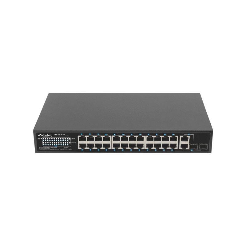 Switch niezarządzalny Lanberg 24x 100Mb PoE+/2x Combo Rack 1… | PartsPC.pl