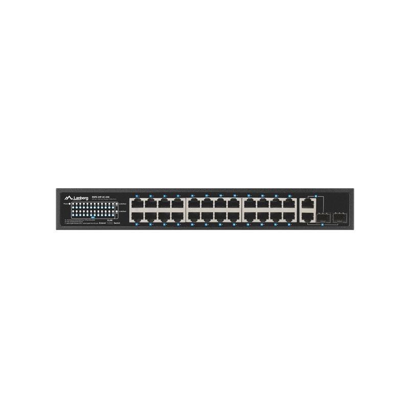 Switch niezarządzalny Lanberg 24x 100Mb PoE+/2x Combo Rack 1… | PartsPC.pl
