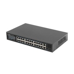 Switch niezarządzalny Lanberg 24x 100Mb PoE+/2x Combo Rack 1… | PartsPC.pl