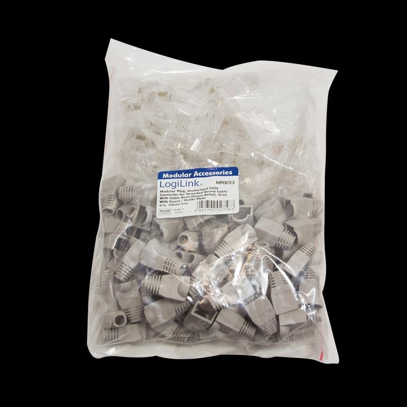 Wtyk RJ45 CAT.6 UTP LogiLink MP0023 z osłonką, szary 100szt… | PartsPC.pl