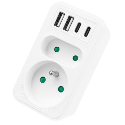 Gniazdko prądowe x2 + 4xUSB Maclean, rozgałęźnik z 2 gniazda… | PartsPC.pl
