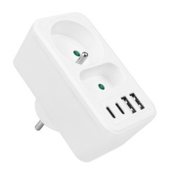 Gniazdko prądowe x2 + 4xUSB Maclean, rozgałęźnik z 2 gniazda… | PartsPC.pl