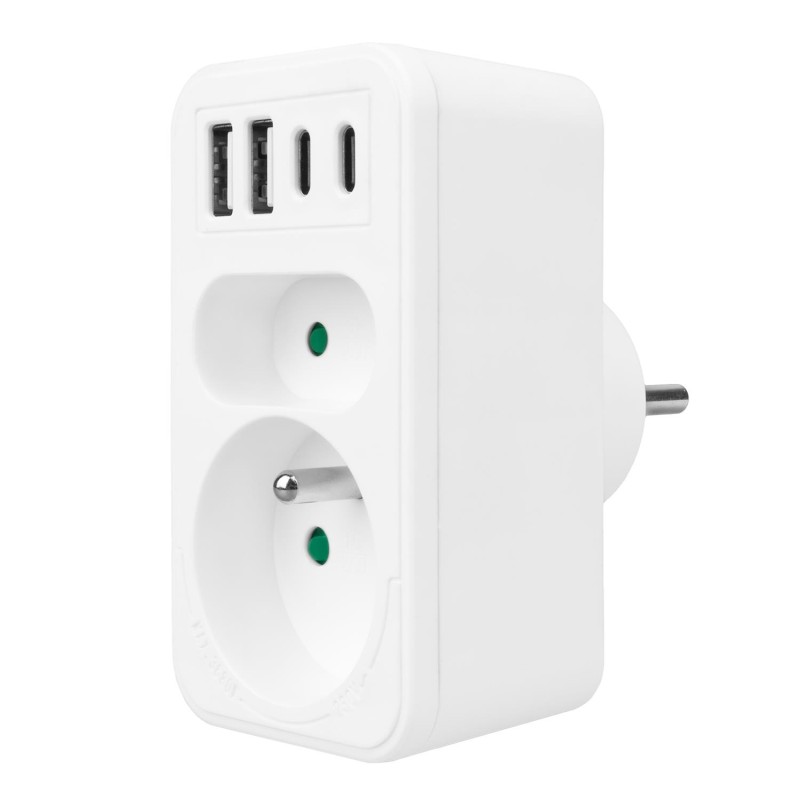 Gniazdko prądowe x2 + 4xUSB Maclean, rozgałęźnik z 2 gniazda… | PartsPC.pl