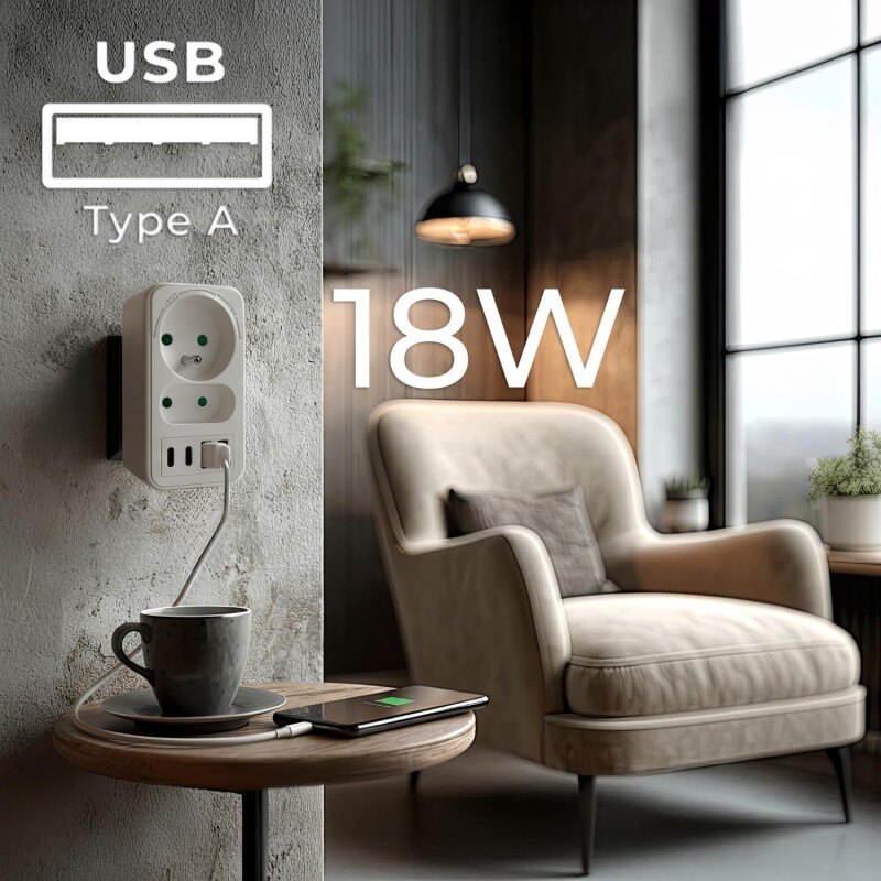 Gniazdko prądowe x2 + 4xUSB Maclean, rozgałęźnik z 2 gniazda… | PartsPC.pl