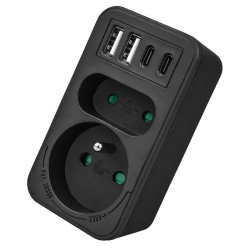 Gniazdko prądowe x2 + 4xUSB Maclean, rozgałęźnik z 2 gniazda… | PartsPC.pl