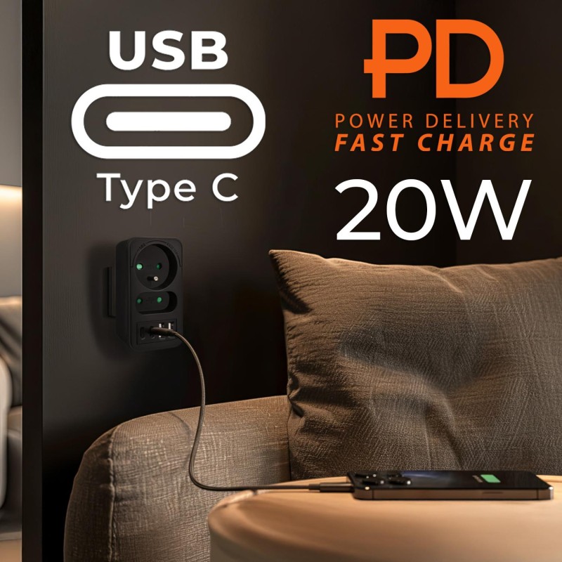 Gniazdko prądowe x2 + 4xUSB Maclean, rozgałęźnik z 2 gniazda… | PartsPC.pl