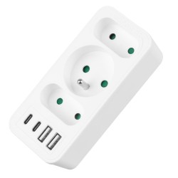 Gniazdko prądowe x3 + 4xUSB Maclean MCE248 F/W, rozgałęźnik … | PartsPC.pl