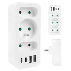Gniazdko prądowe x3 + 4xUSB Maclean MCE248 F/W, rozgałęźnik … | PartsPC.pl