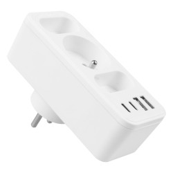 Gniazdko prądowe x3 + 4xUSB Maclean MCE248 F/W, rozgałęźnik … | PartsPC.pl
