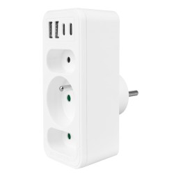 Gniazdko prądowe x3 + 4xUSB Maclean MCE248 F/W, rozgałęźnik … | PartsPC.pl