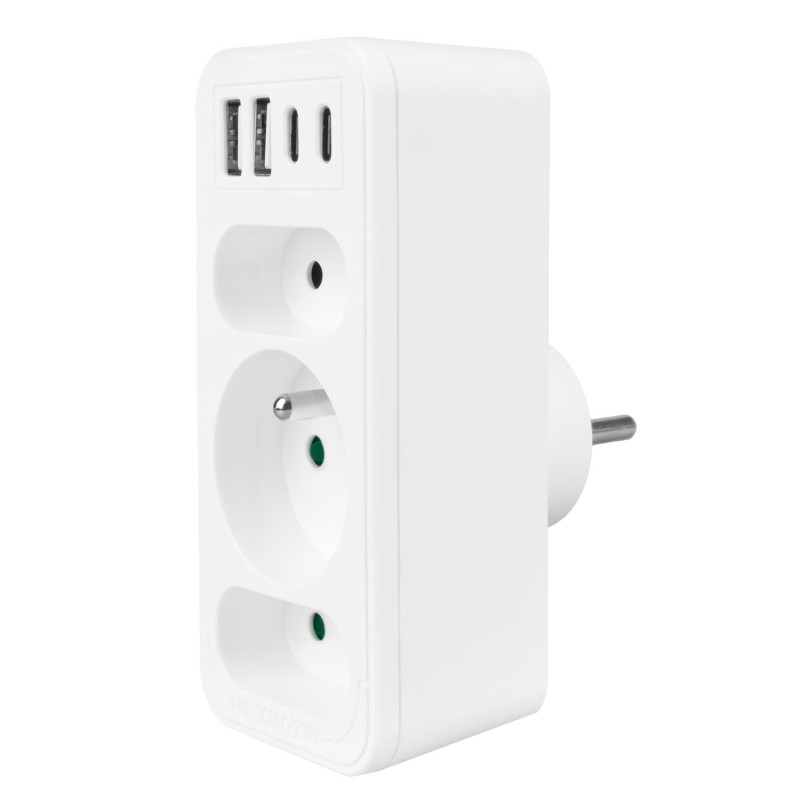 Gniazdko prądowe x3 + 4xUSB Maclean MCE248 F/W, rozgałęźnik … | PartsPC.pl