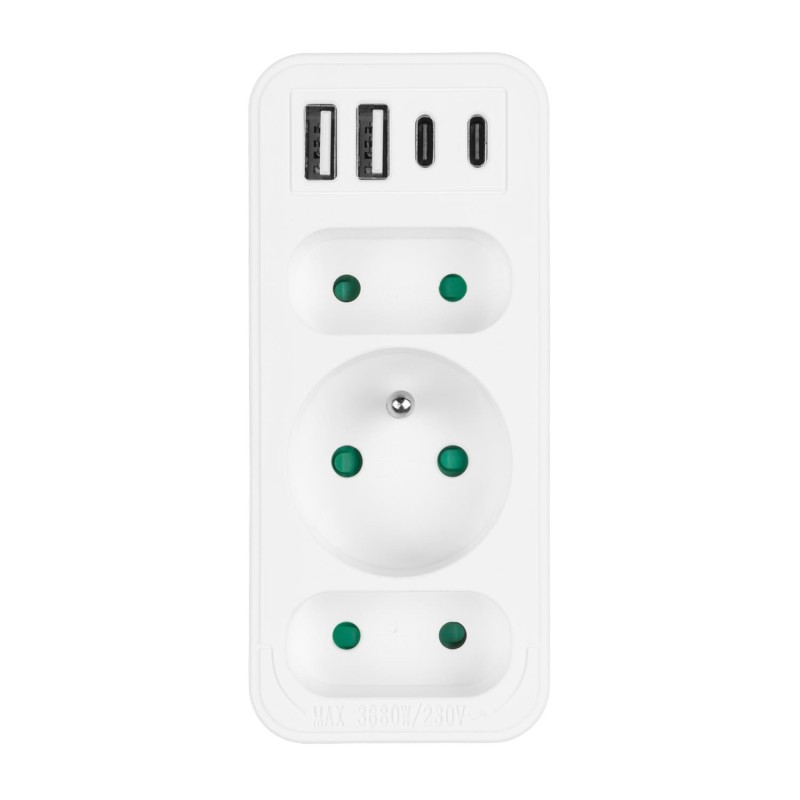 Gniazdko prądowe x3 + 4xUSB Maclean MCE248 F/W, rozgałęźnik … | PartsPC.pl
