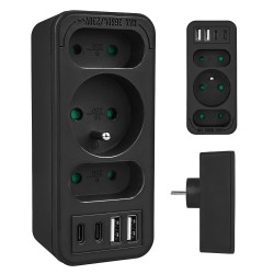 Gniazdko prądowe x3 + 4xUSB Maclean MCE248 F/B, rozgałęźnik … | PartsPC.pl