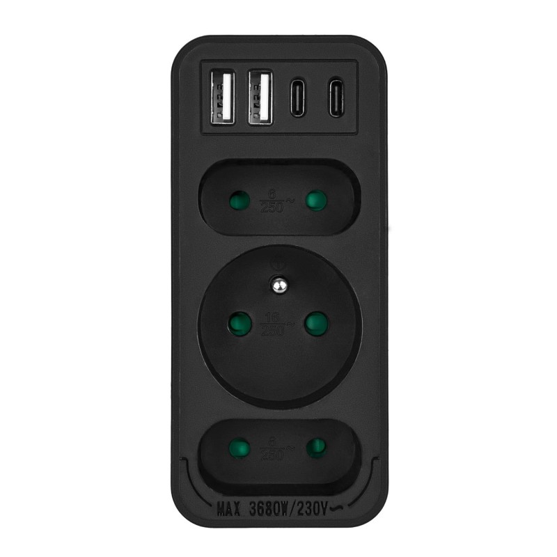 Gniazdko prądowe x3 + 4xUSB Maclean MCE248 F/B, rozgałęźnik … | PartsPC.pl