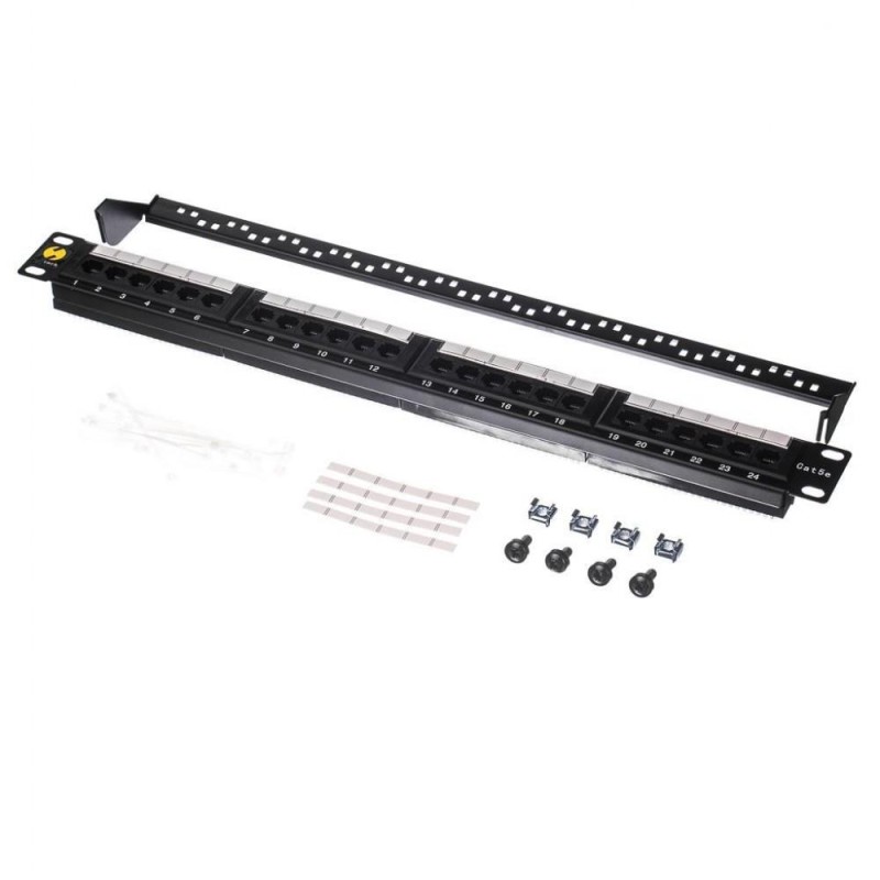Patch panel 19'' Netrack 1U, 24-porty kat. 5e UTP, z półką… | PartsPC.pl