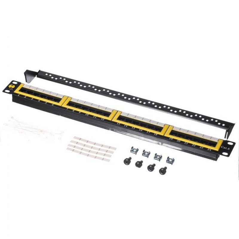 Patch panel 19'' Netrack 24-porty kat. 6 UTP, z półką | PartsPC.pl
