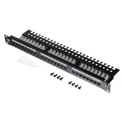 Patch panel 19'' Netrack 24-porty kat. 6 UTP, z półką | PartsPC.pl