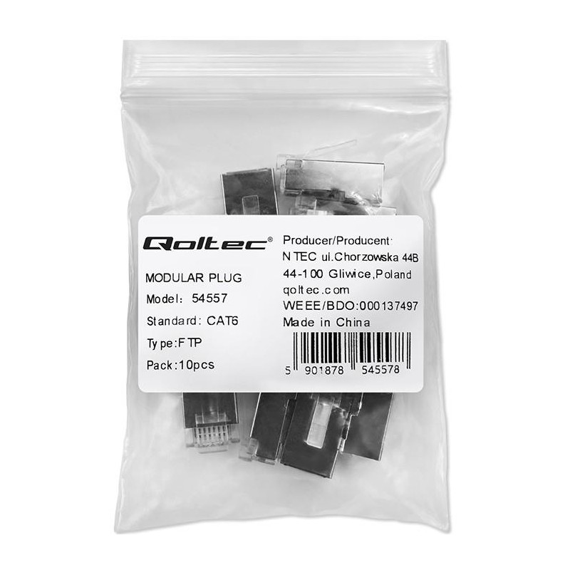 Wtyk QOLTEC złącze modularne RJ45 | CAT6 | FTP | Pozłacane s… | PartsPC.pl
