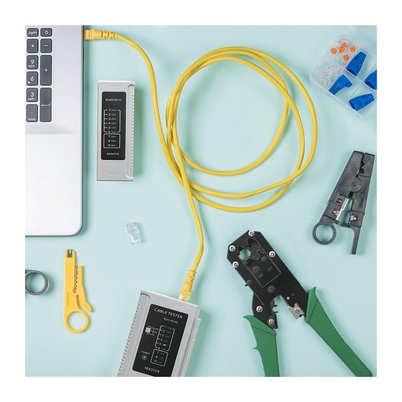 Zaciskarka Qoltec modułowa do cięcia i zaciskania kabli Ethernet 8P 6P 4P