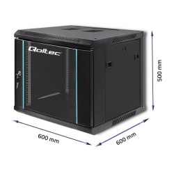 Szafa RACK Qoltec 19" | 9U | 600x600x500 | Czarna | Wisząca