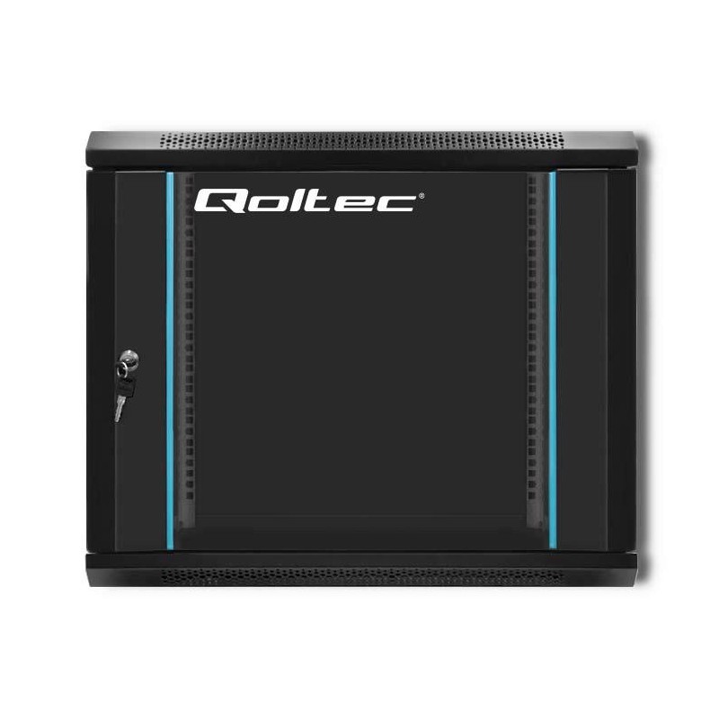 Szafa RACK Qoltec 19" | 9U | 600x600x500 | Czarna | Wisząca