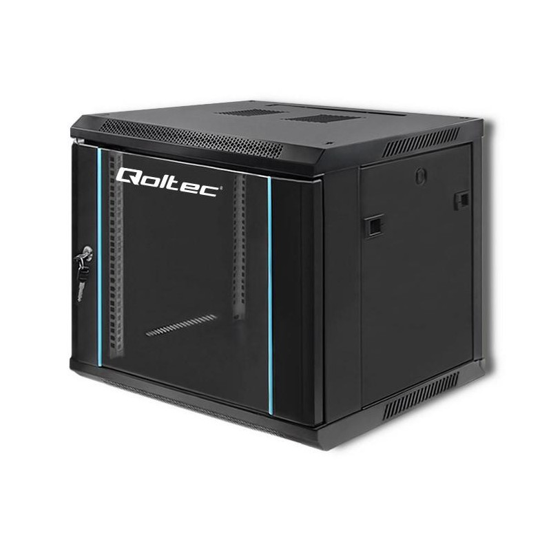 Szafa RACK Qoltec 19" | 9U | 600x600x500 | Czarna | Wisząca
