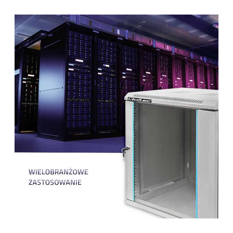 Szafa RACK Qoltec 19" | 12U | 600x635x450 | Szara | Wisząca… | PartsPC.pl