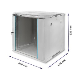 Szafa RACK Qoltec 19" | 12U | 600x635x450 | Szara | Wisząca… | PartsPC.pl