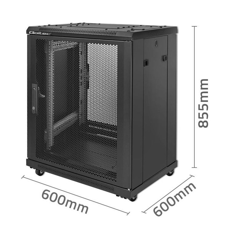 Szafa RACK Qoltec 19" | 15U | 600x600x855 | Perforowane drzw… | PartsPC.pl