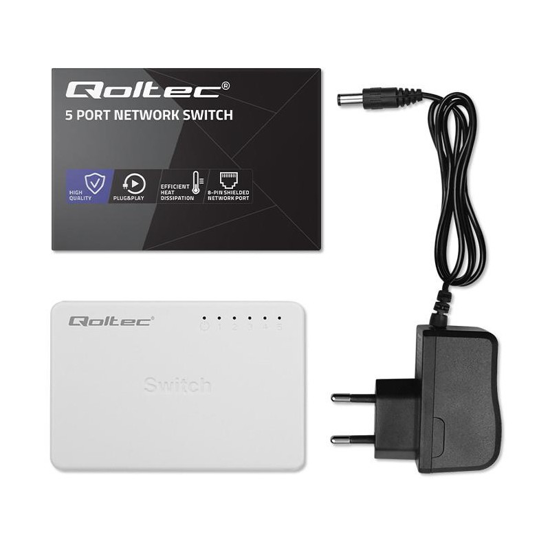 Switch niezarządzalny Qoltec przełącznik sieciowy 5 x port R… | PartsPC.pl