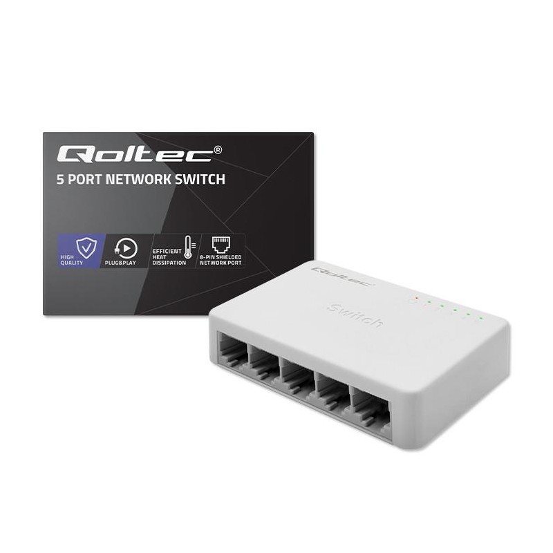 Switch niezarządzalny Qoltec przełącznik sieciowy 5 x port R… | PartsPC.pl