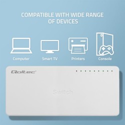 Switch niezarządzalny Qoltec przełącznik sieciowy 8 x port R… | PartsPC.pl