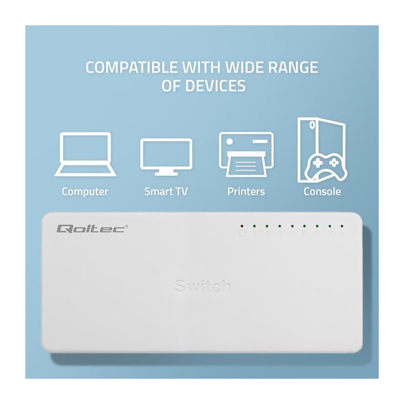 Switch niezarządzalny Qoltec przełącznik sieciowy 8 x port R… | PartsPC.pl
